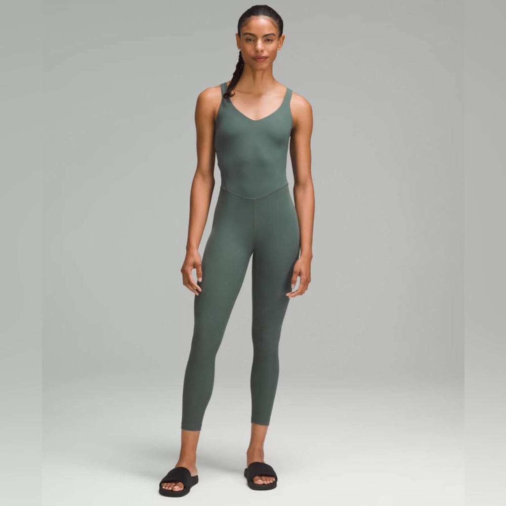 Lululemon ribbed align bodysuit dark forest green new with tags size 4 onesie